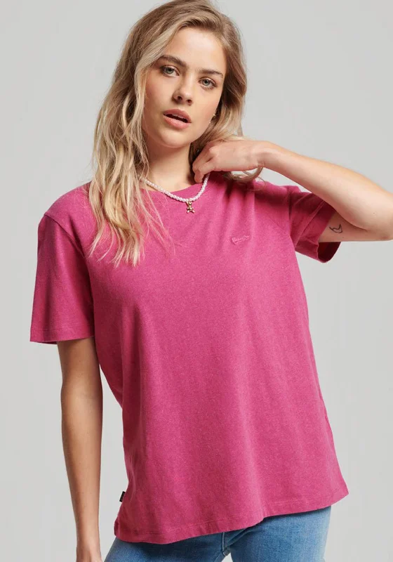 Superdry Womens Vintage Logo T-Shirt, Magenta-- Fleece Nylon Spandex