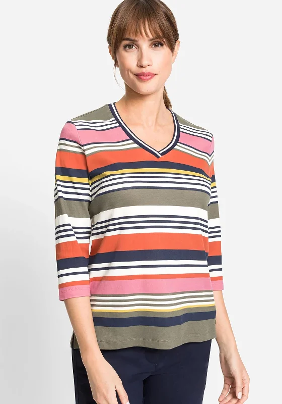 Olsen Hannah Striped Long Sleeve T Shirt, Multi-- Zippered Front Buttoned Front Snap Front Olsen Hannah Striped Long Sleeve T Shirt, Multi-- Zippered Front Buttoned Front Snap Front
