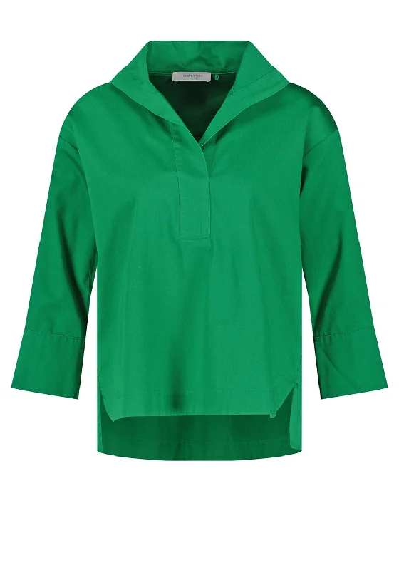 Gerry Weber Cotton Tunic Shirt, Green-- Mesh Fabric Canvas Fabric Denim Fabric
