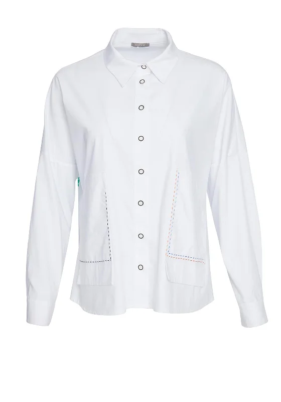 Naya Colour Stitch Shirt, White-- Nylon Fabric Polyester Fabric Spandex Fabric