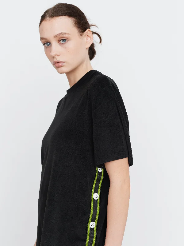 Lazy Oaf Happy Snap Velour T-Shirt-- Asymmetrical Pockets Print