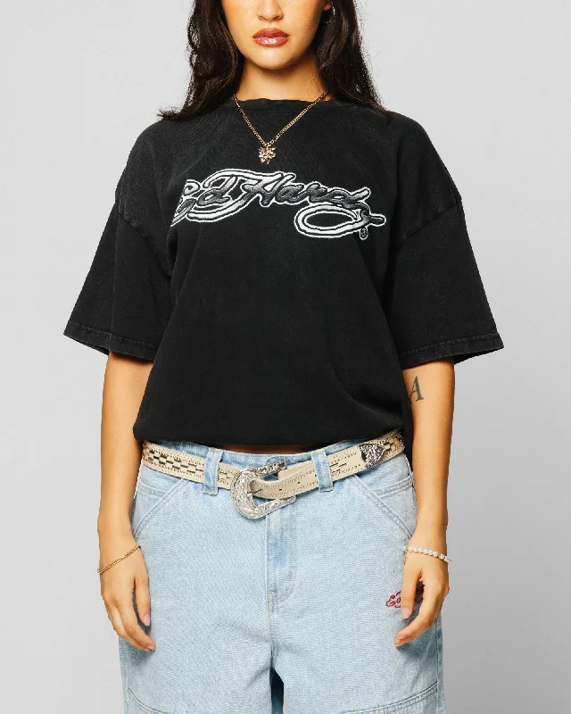 Ed Hardy Tribal T-Shirt Black-- Embroidered Appliqued Beaded