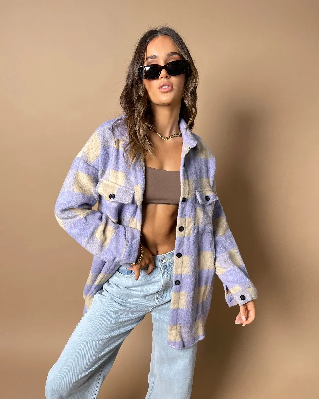 XXIII Women's Felicity Lavender Plaid Shirt Lavender-- Notch Collar Peter Pan Collar Cowl Neck XXIII Women's Felicity Lavender Plaid Shirt Lavender-- Notch Collar Peter Pan Collar Cowl Neck