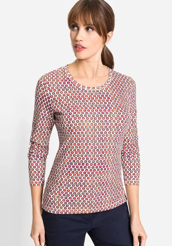 Olsen Edda Disc Print Long Sleeve T Shirt, Red Multi-- Notch Collar Peter Pan Collar Cowl Neck Olsen Edda Disc Print Long Sleeve T Shirt, Red Multi-- Notch Collar Peter Pan Collar Cowl Neck