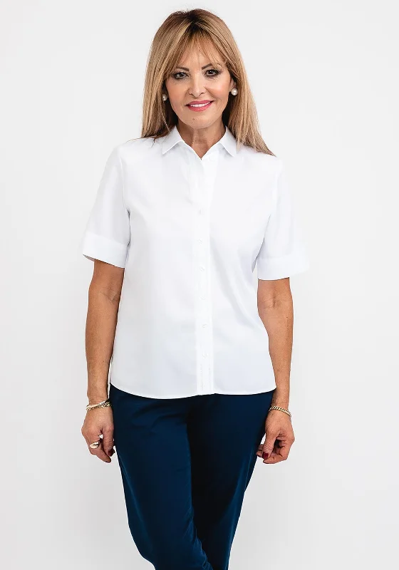 ERFO Short Sleeve Light Shirt, White-- Mesh Blend Leather Blend Suede Blend