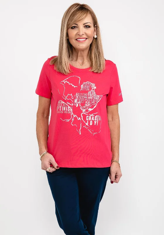 Cecil Metallic Foil Graphic T-Shirt, Pink-- Mesh Canvas Denim