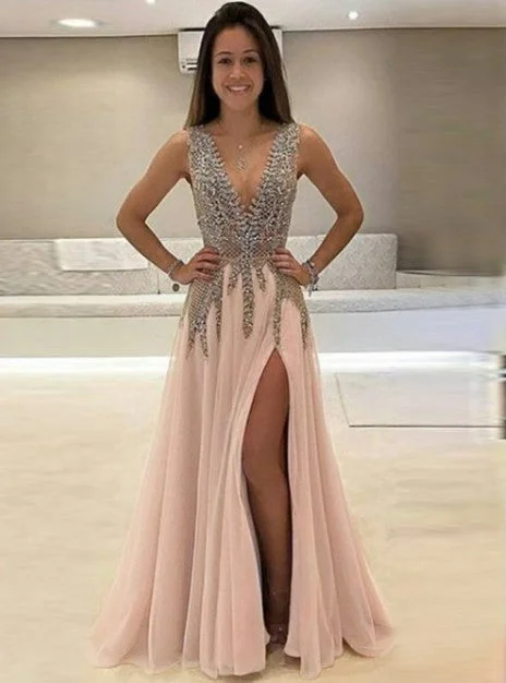 Sexy Prom Dress with Slit, Evening Gown, Graduation School Party Dress, Winter Formal Dress, Pleated Skirt Elegant Sexy Prom Dress with Slit, Evening Gown, Graduation School Party Dress, Winter Formal Dress, Pleated Skirt Elegant