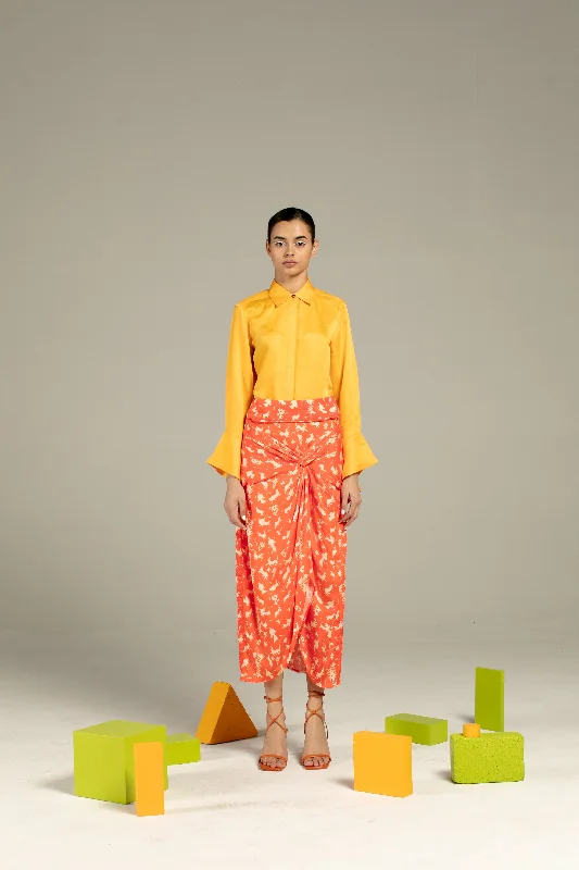 CHIDIYA DRAPED SKIRT (ORANGE) cashmere skirt plush