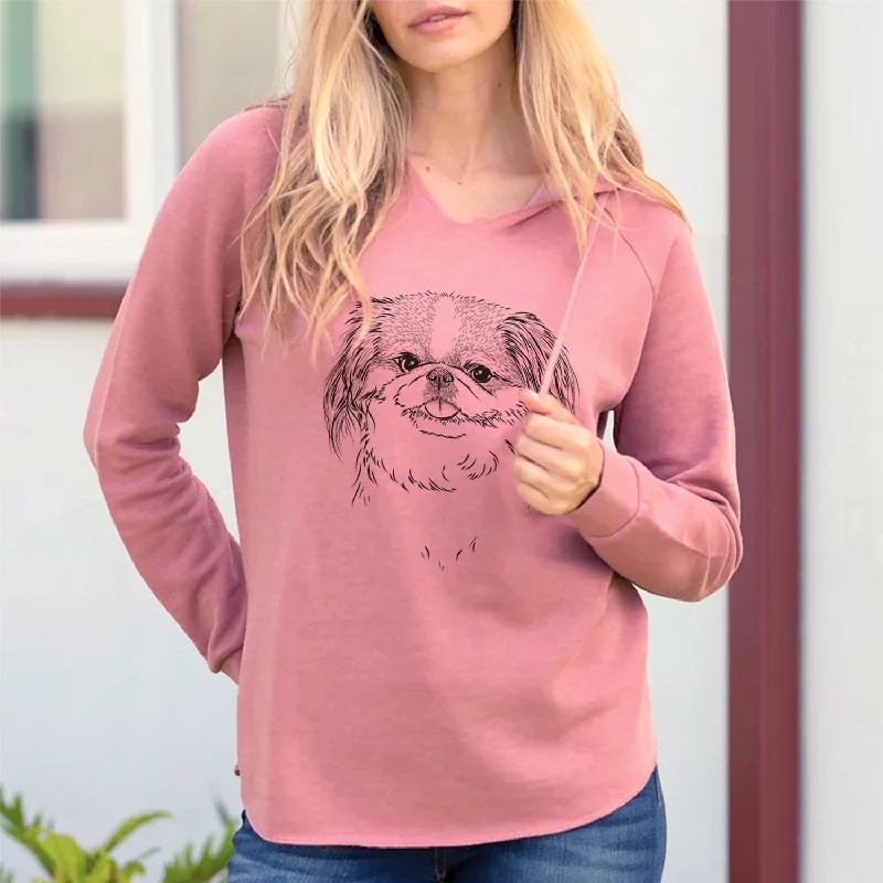 Bare Abra Bean the Pekingese - Cali Wave Hooded Sweatshirt Hoodie with Bell Sleeves Flared Feminine Bare Abra Bean the Pekingese - Cali Wave Hooded Sweatshirt Hoodie with Bell Sleeves Flared Feminine