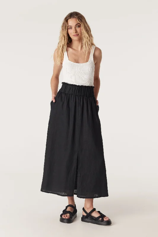 Hayward Linen Skirt - Black leather skirt durable
