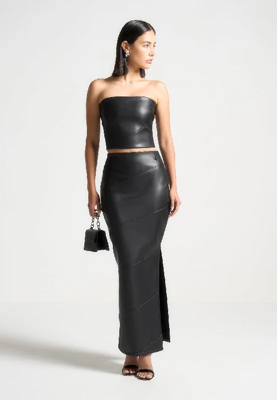Leather Midaxi Skirt - Black leather skirt modern