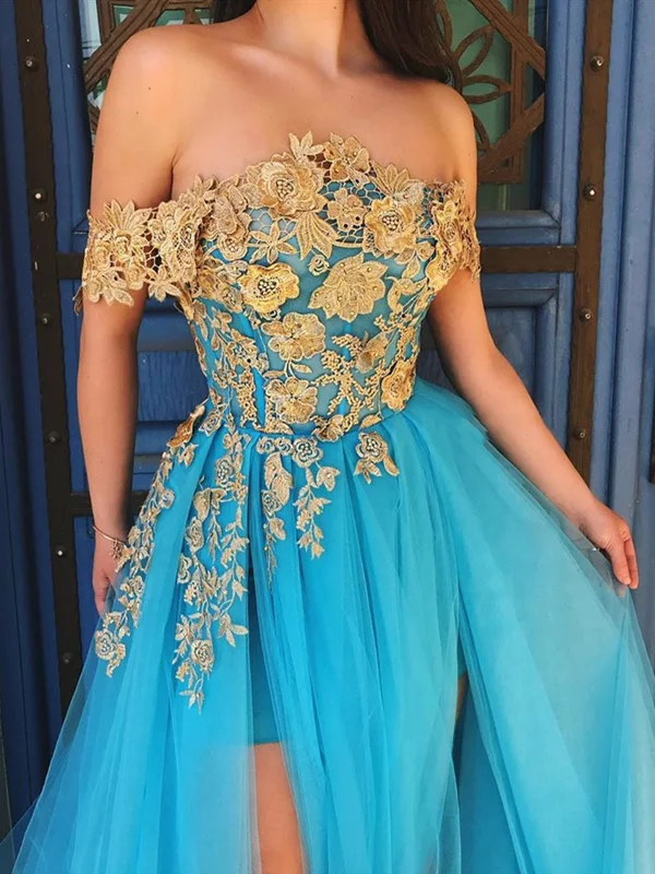 Off Shoulder Blue Lace Prom Dresses, Off the Shoulder Long Lace Formal Evening Dresses Tunics Chic fashionable Off Shoulder Blue Lace Prom Dresses, Off the Shoulder Long Lace Formal Evening Dresses Tunics Chic fashionable
