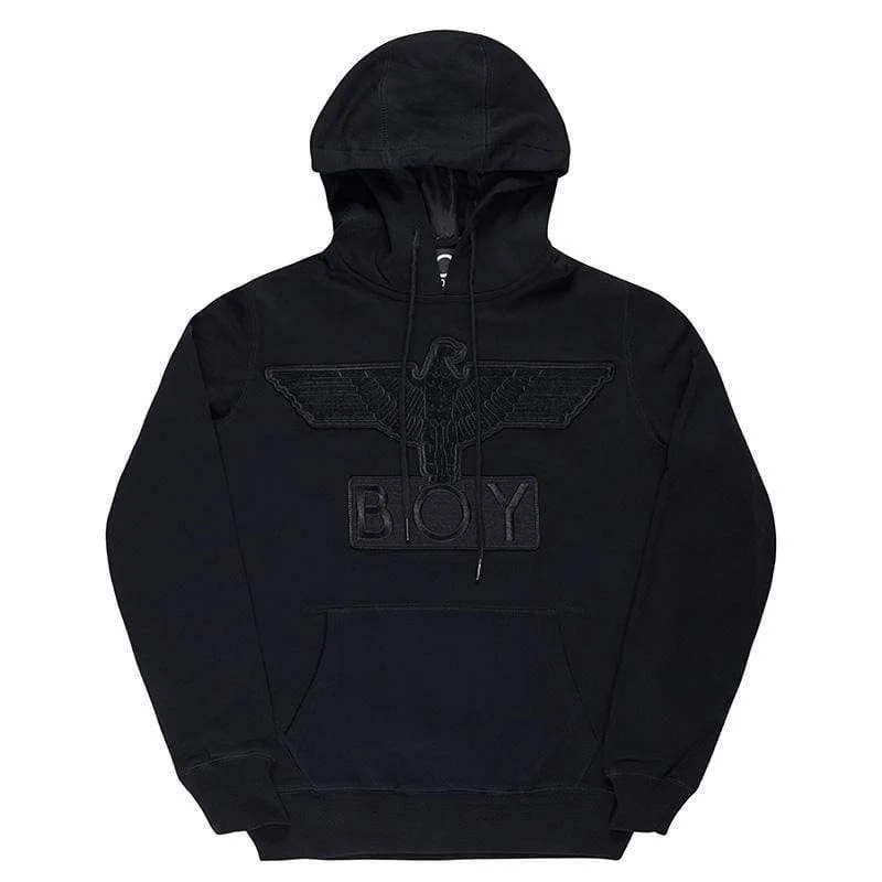 BOY EAGLE APPLIQUE HOODIE WOMENS - BLACK Oversized Hoodie Comfort Casual