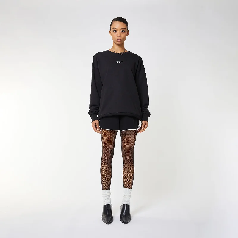 BOY EAGLE FLOCK SWEATSHIRT WOMENS - BLACK Hoodie with Ribbed Cuffs Snug Fit Comfort