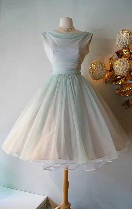 Lovely A-Line Tulle Midi Party Dress Homecoming Dress, DP2804 Cowl Neckline Elegant