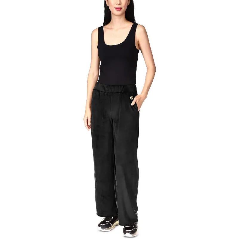 MICHAEL Michael Kors Womens Velour Straight Leg Straight Leg Pants Comfortable Fleece Pants
