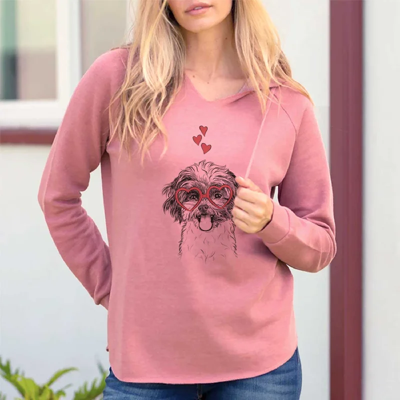 Valentine Pepper the Shihpoo - Cali Wave Hooded Sweatshirt Hoodie with High-Low Hem Asymmetrical Trendy Valentine Pepper the Shihpoo - Cali Wave Hooded Sweatshirt Hoodie with High-Low Hem Asymmetrical Trendy