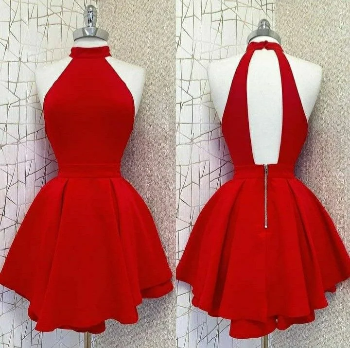 High Collar Red Short Party Dress Back To School Dress Red Homecoming Dress Y30 Tunics Cozy soft High Collar Red Short Party Dress Back To School Dress Red Homecoming Dress Y30 Tunics Cozy soft