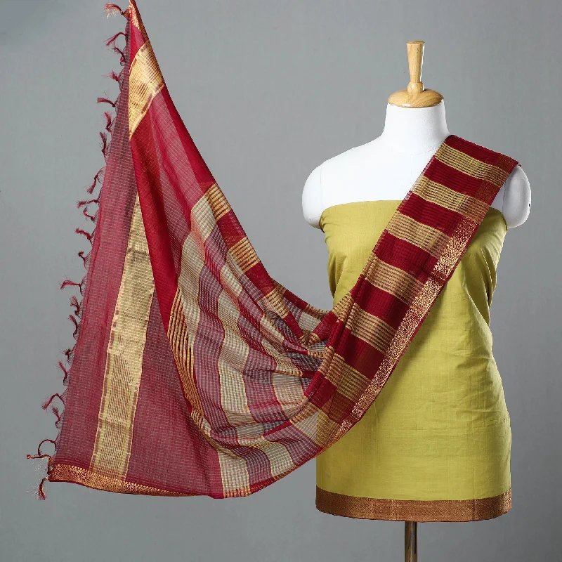 Lemon Yellow - 3pc Handloom Cotton Mangalagiri Dress Material 09 Tunics Satin smooth Lemon Yellow - 3pc Handloom Cotton Mangalagiri Dress Material 09 Tunics Satin smooth