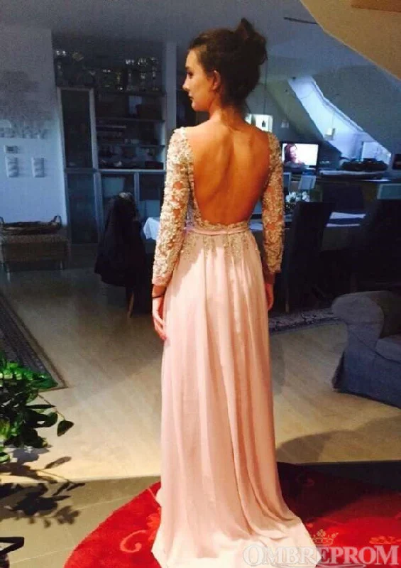 Elegant Long Sleeves Backless Chiffon Party Dresses A Line Prom Dresses Tunics Office stylish Elegant Long Sleeves Backless Chiffon Party Dresses A Line Prom Dresses Tunics Office stylish