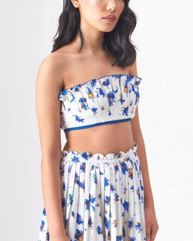 VALERIE - HANDLOOM DENIM WHITE SKIRT asymmetrical skirt cut