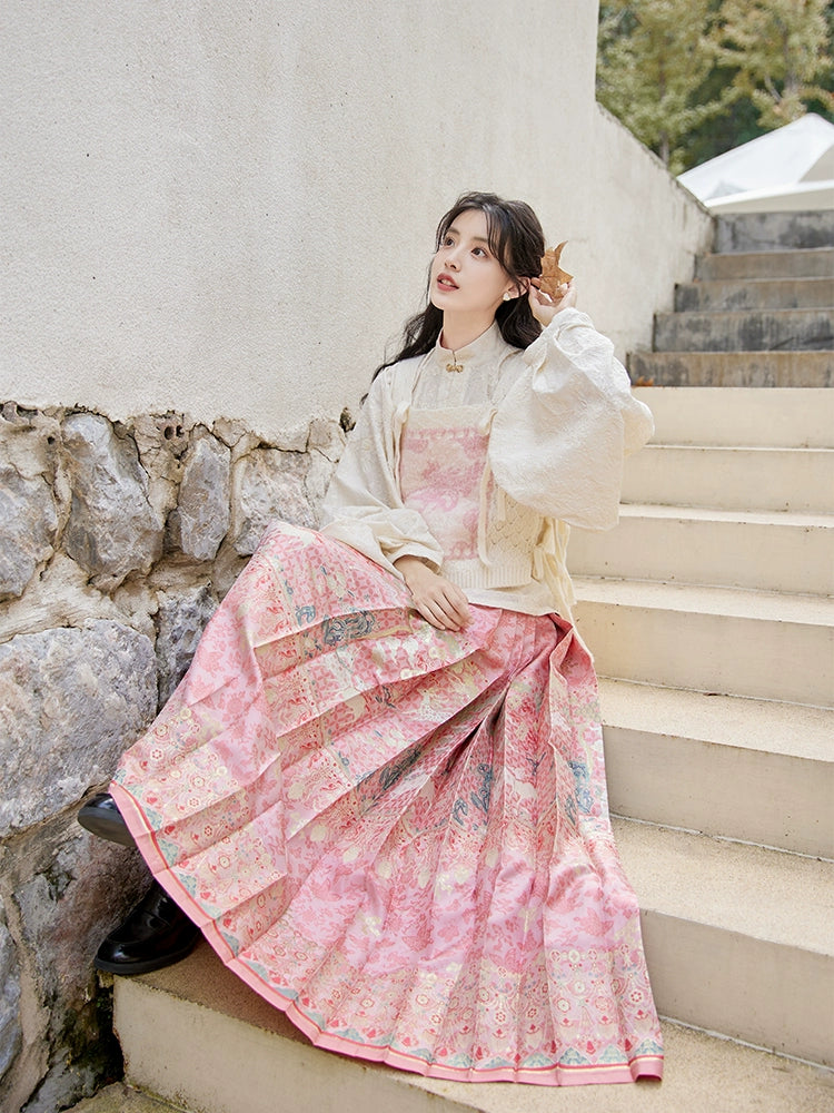 Lu Lu 陆陆 Deer Deer Modernized Ming Dynasty Knit Zhuyao & Mamian Skirt Set cashmere skirt fine Lu Lu 陆陆 Deer Deer Modernized Ming Dynasty Knit Zhuyao & Mamian Skirt Set cashmere skirt fine