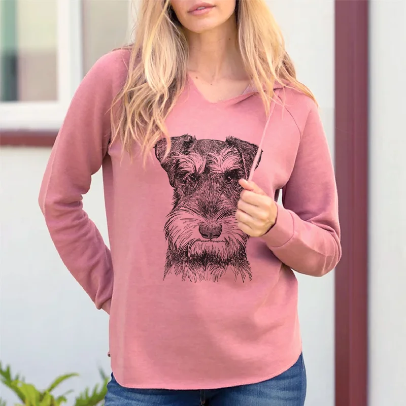 Bare Murphy the Mini Schnauzer - Cali Wave Hooded Sweatshirt Hoodie with Lace Feminine Delicate Bare Murphy the Mini Schnauzer - Cali Wave Hooded Sweatshirt Hoodie with Lace Feminine Delicate
