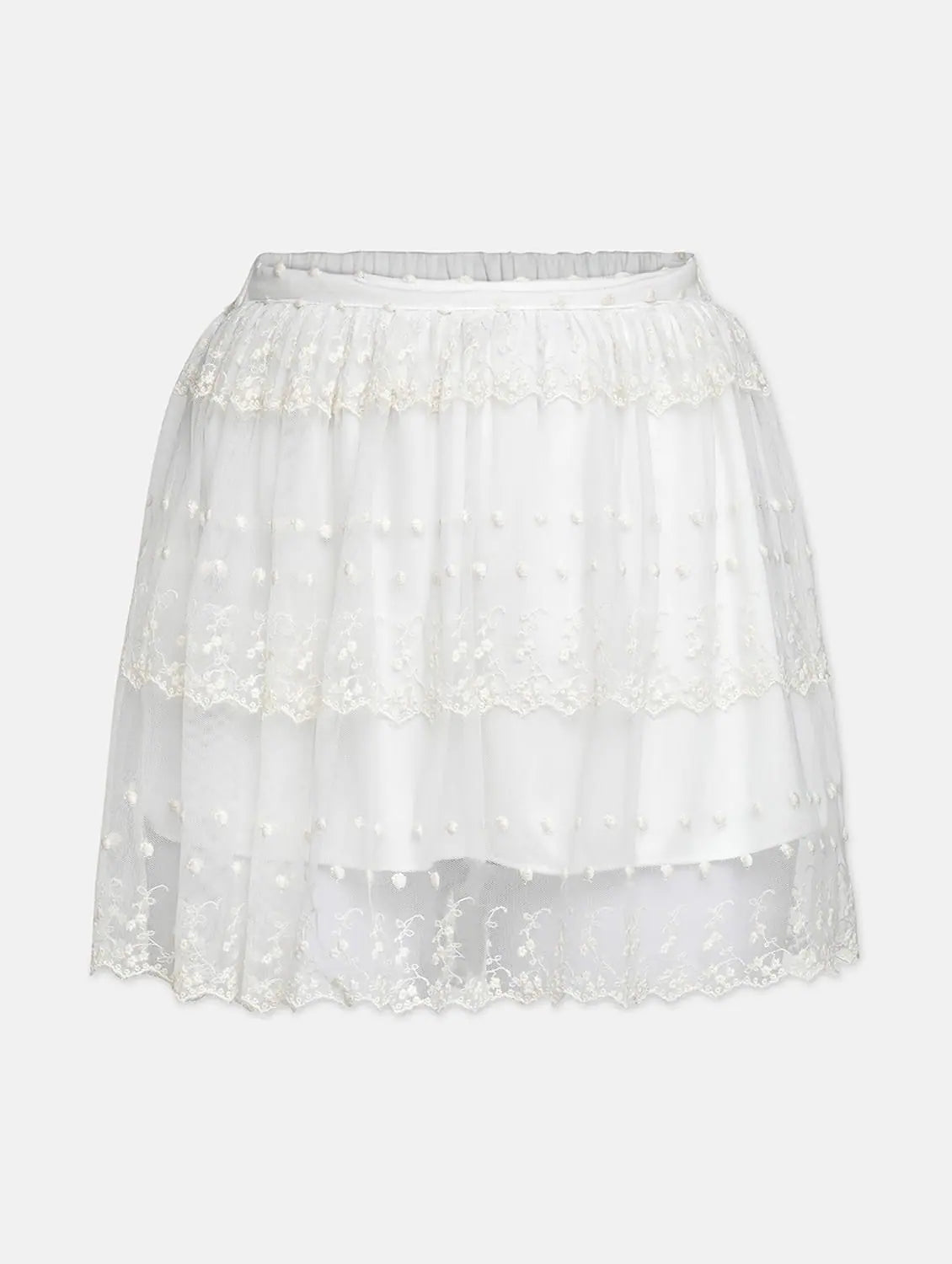 Playful White Embroidery Meld Girl Skirt wool skirt warm