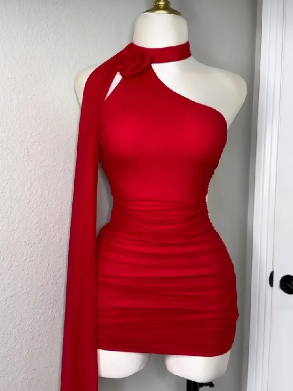 Charming Red Halter Neck Sheath Short Party Dress Homecoming Dress, DP4415 Shift Classic Vintage Charming Red Halter Neck Sheath Short Party Dress Homecoming Dress, DP4415 Shift Classic Vintage