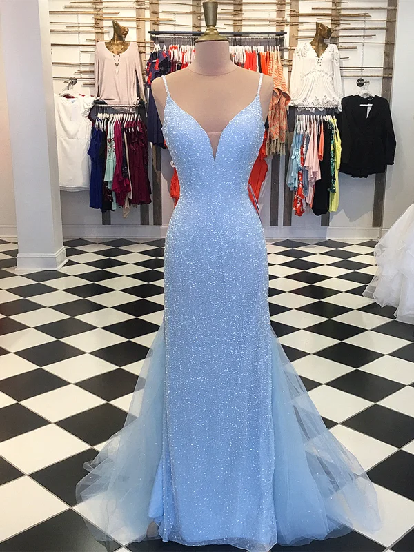 Custom Made Blue V Neck Mermaid Prom Dresses, Mermaid Formal Dresses, Blue Evening Dresses Tunics Designer luxury Custom Made Blue V Neck Mermaid Prom Dresses, Mermaid Formal Dresses, Blue Evening Dresses Tunics Designer luxury