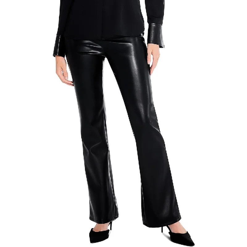 Nic + Zoe Womens Faux Leather Bootcut Dress Pants Chic Slim Fit Pants