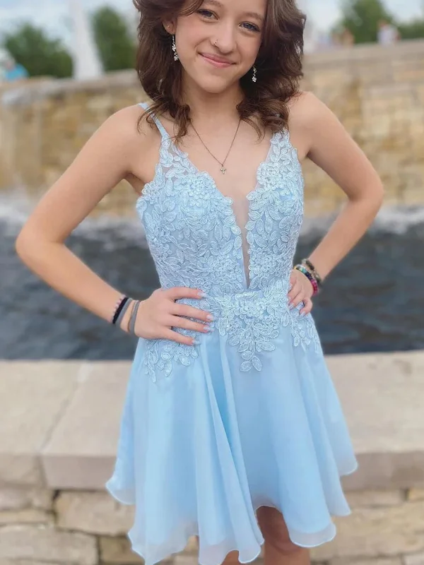 Open Back V Neck Light Blue Lace Prom Dresses, Light Blue Lace Homecoming Dresses, Light Blue Formal Graduation Evening Dresses Tunics Custom made Open Back V Neck Light Blue Lace Prom Dresses, Light Blue Lace Homecoming Dresses, Light Blue Formal Graduation Evening Dresses Tunics Custom made