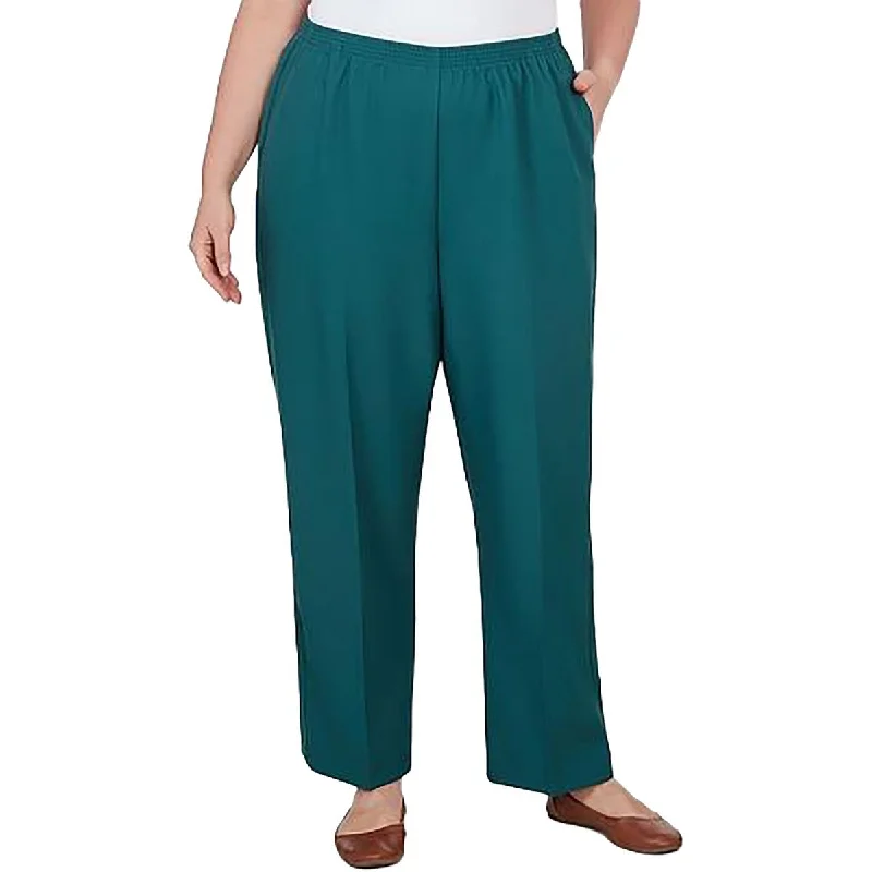 Alfred Dunner Womens Classic Fit High Rise Straight Leg Pants High-Waist Trousers