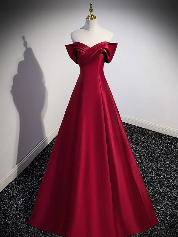 A-Line Burgundy Off Shoulder Long Prom Dress, Burgundy Evening Dress Tunics Sophisticated sleek A-Line Burgundy Off Shoulder Long Prom Dress, Burgundy Evening Dress Tunics Sophisticated sleek