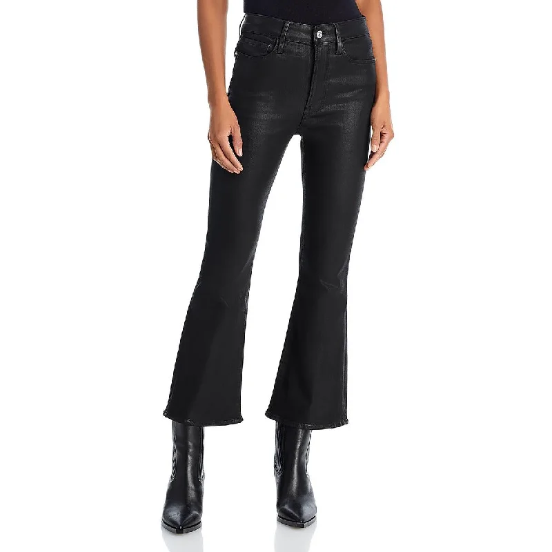 FRAME Womens Cropped Mid Rise Flared Pants Fashionable Button-Up Pants