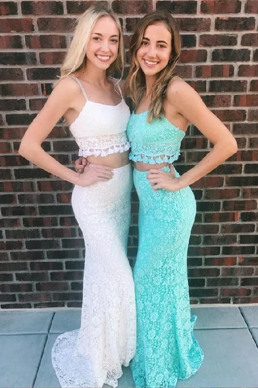 Two Pieces Mermaid Spaghetti Straps Long Lace Prom Dress Sexy Party Dress OKZ86 Tunics Designer luxury Two Pieces Mermaid Spaghetti Straps Long Lace Prom Dress Sexy Party Dress OKZ86 Tunics Designer luxury