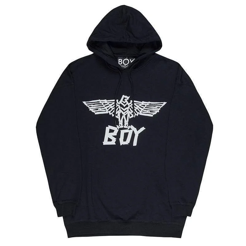 BOY TAPE EAGLE HOODIE WOMENS - BLACK Hoodie with Emblem Brand Identity