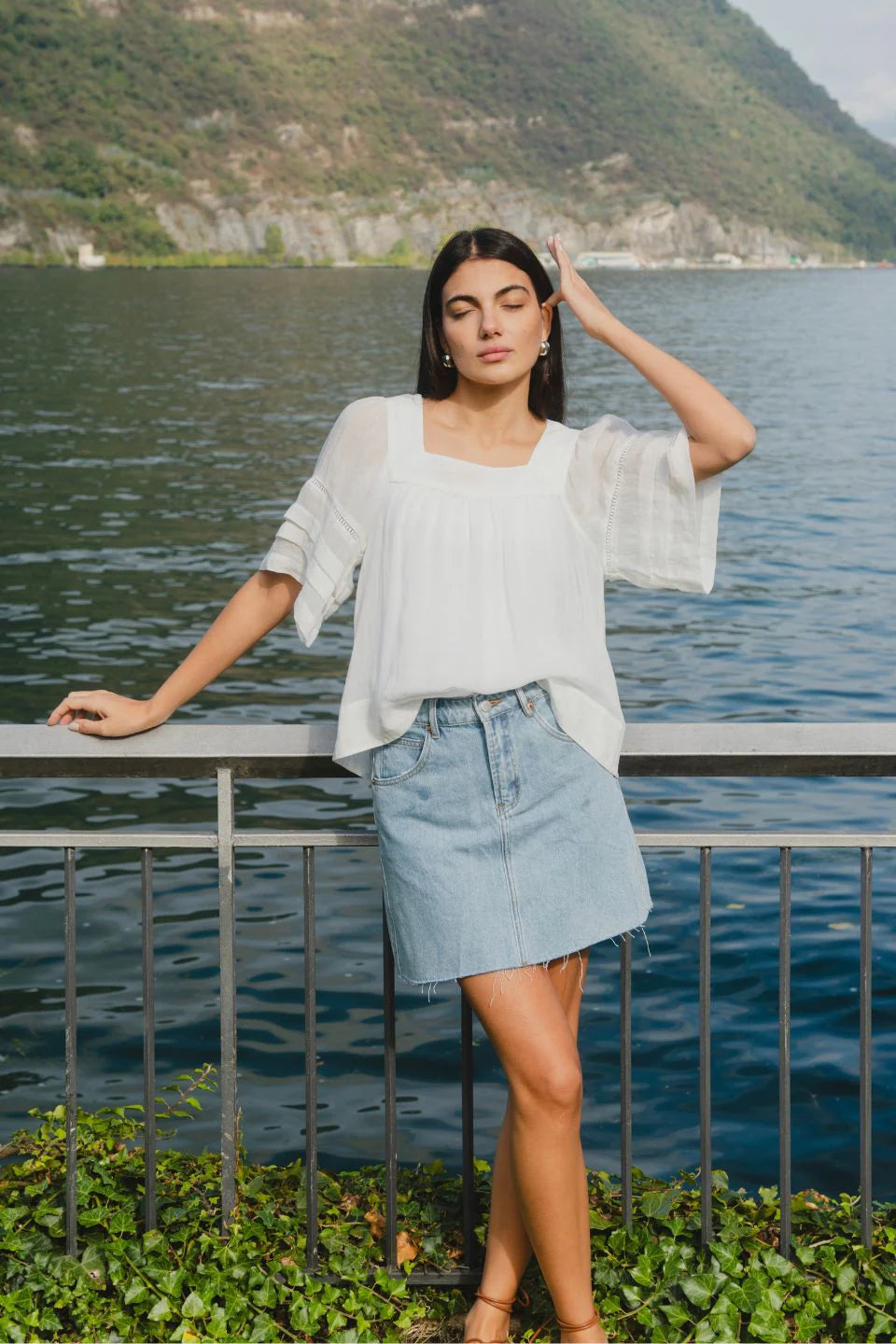 Dearest Denim Mini Skirt Blue ribbed skirt waist