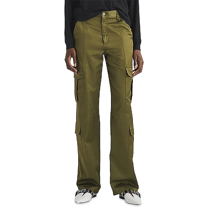 Rag & Bone Womens Cailyn Satin Mid-Rise Cargo Pants Formal Slim Pants