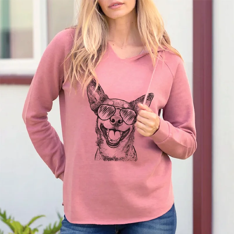 Aviator Lily the Australian Cattle Dog - Cali Wave Hooded Sweatshirt Hoodie with Turtle Neck Cozy Winter Aviator Lily the Australian Cattle Dog - Cali Wave Hooded Sweatshirt Hoodie with Turtle Neck Cozy Winter