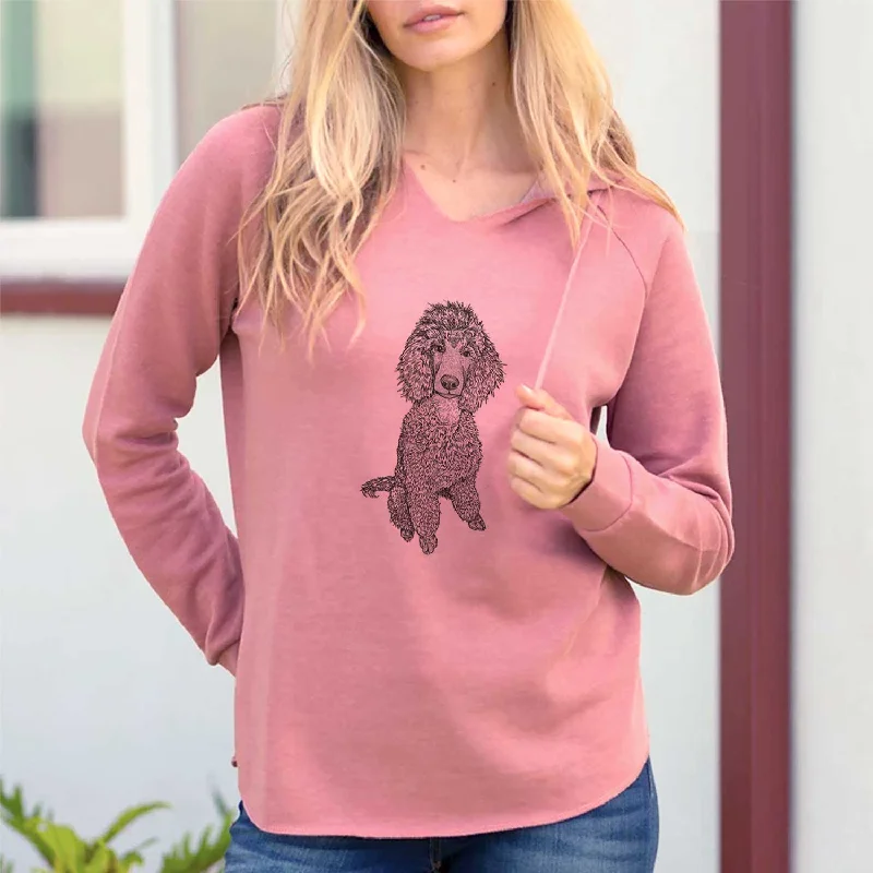 Doodled Casey the Standard Poodle - Cali Wave Hooded Sweatshirt Hoodie with Slim Fit Tailored Modern Doodled Casey the Standard Poodle - Cali Wave Hooded Sweatshirt Hoodie with Slim Fit Tailored Modern