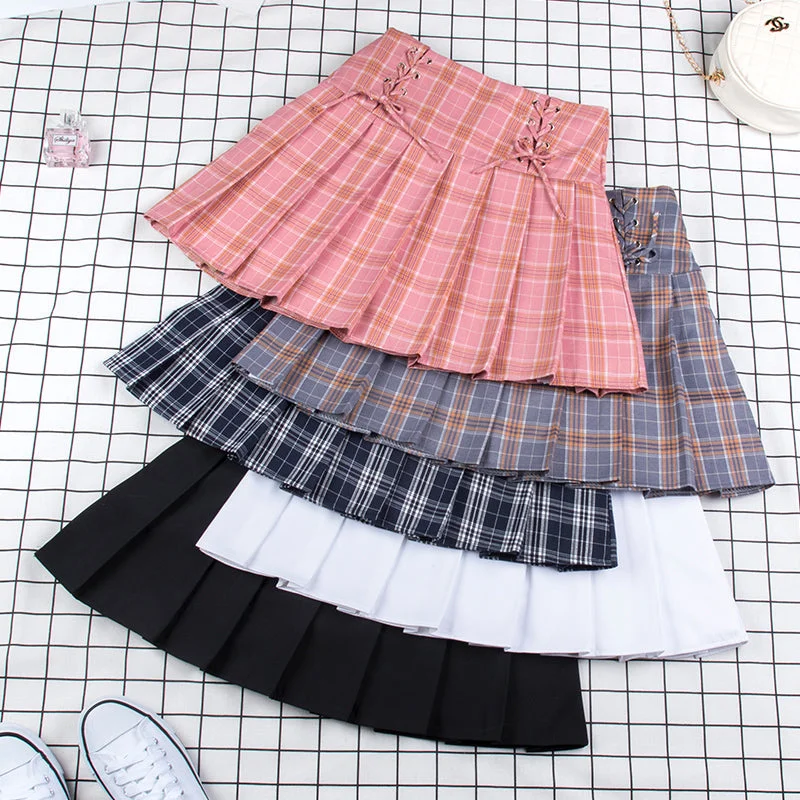School Girl Grid Skirt denim skirt trendy