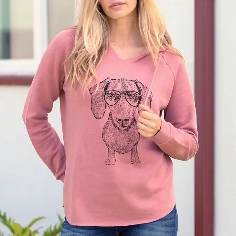 Aviator Ernie the Mini Dachshund - Cali Wave Hooded Sweatshirt Oversized Hoodie Comfort Casual Aviator Ernie the Mini Dachshund - Cali Wave Hooded Sweatshirt Oversized Hoodie Comfort Casual