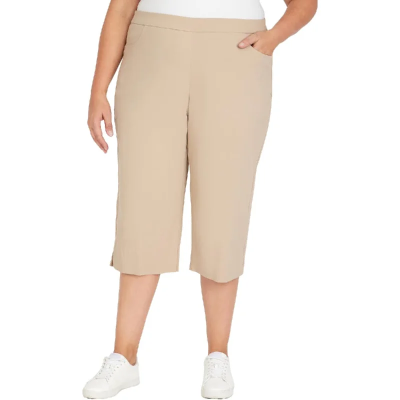 Alfred Dunner Womens Plus Tummy Slimming Rayon Capri Pants Cozy Knit Pants