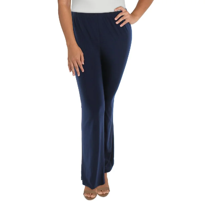R&M Richards Womens Plus Wide Leg Pull On Dress Pants Classic Straight Pants