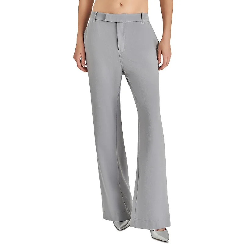 Steve Madden Womens Devin Mid-Rise Utility Straight Leg Pants Classic Pleated Pants
