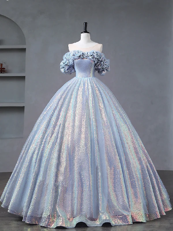 A-Line Off Shoulder Tulle Sequin Blue Purple Long Prom Dress, Sequin Formal Dress Tunics Prom sequined A-Line Off Shoulder Tulle Sequin Blue Purple Long Prom Dress, Sequin Formal Dress Tunics Prom sequined