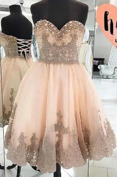 Cheap Homecoming Dress With Appliques Strapless Tulle Sweetheart Party Dresses WK319 Boat Neckline Classic Cheap Homecoming Dress With Appliques Strapless Tulle Sweetheart Party Dresses WK319 Boat Neckline Classic