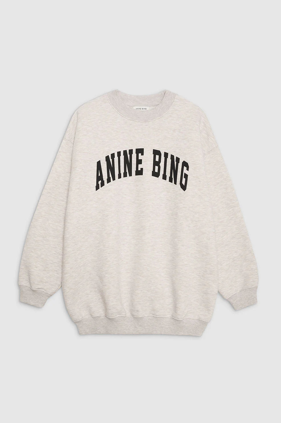Anine Bing - Tyler Sweatshirt in Oat Melange Hoodie with Hem Contrast Bold Stylish