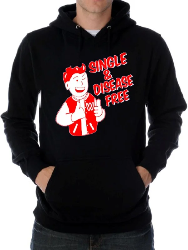 Single & Disease Free Hoodie Hoodie with Exposed Zipper Edgy Industrial